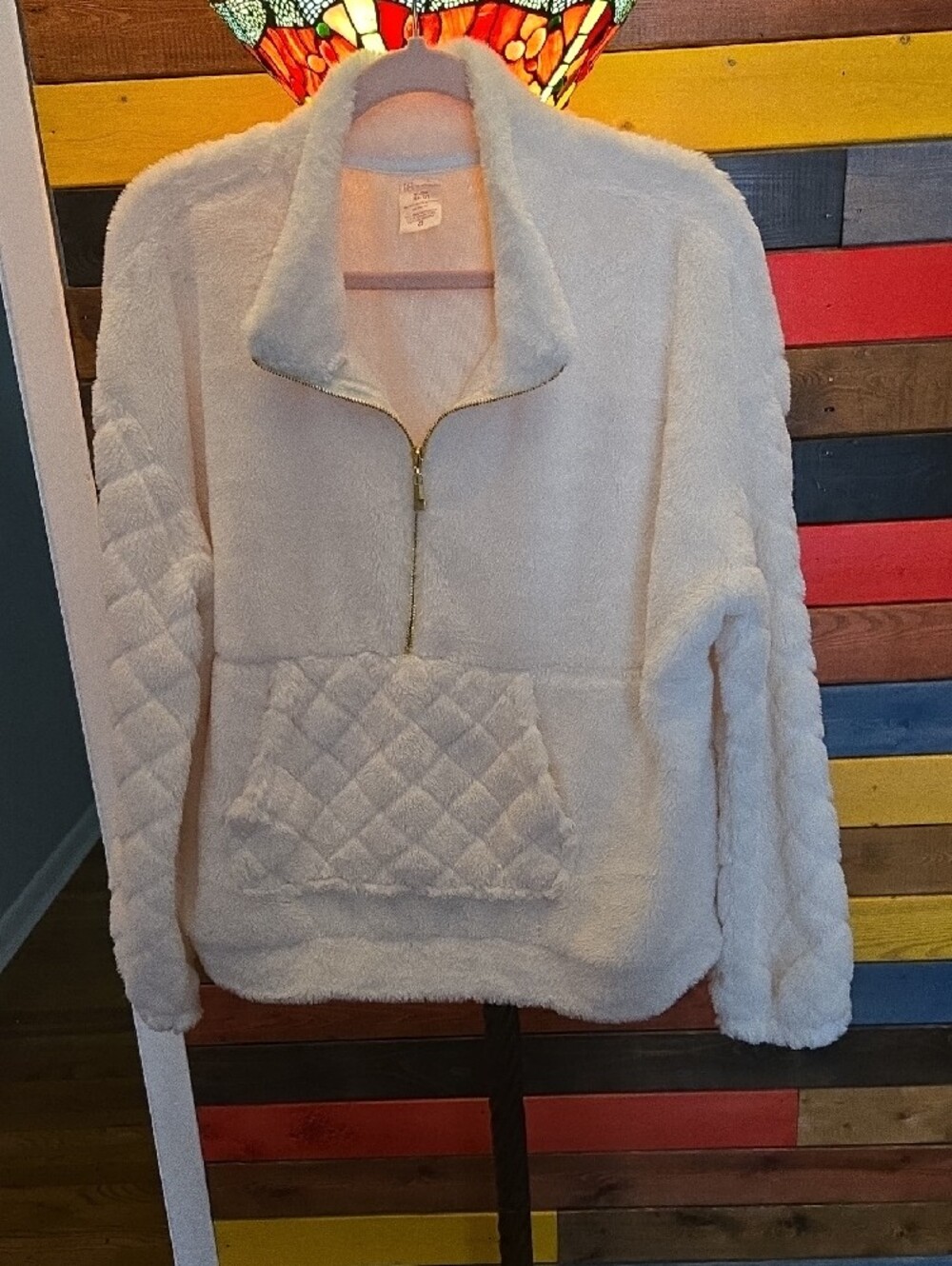 No Boundaries Cream Teddy Half-Zip Jacket🤍 Size XL - Picture 8 of 9